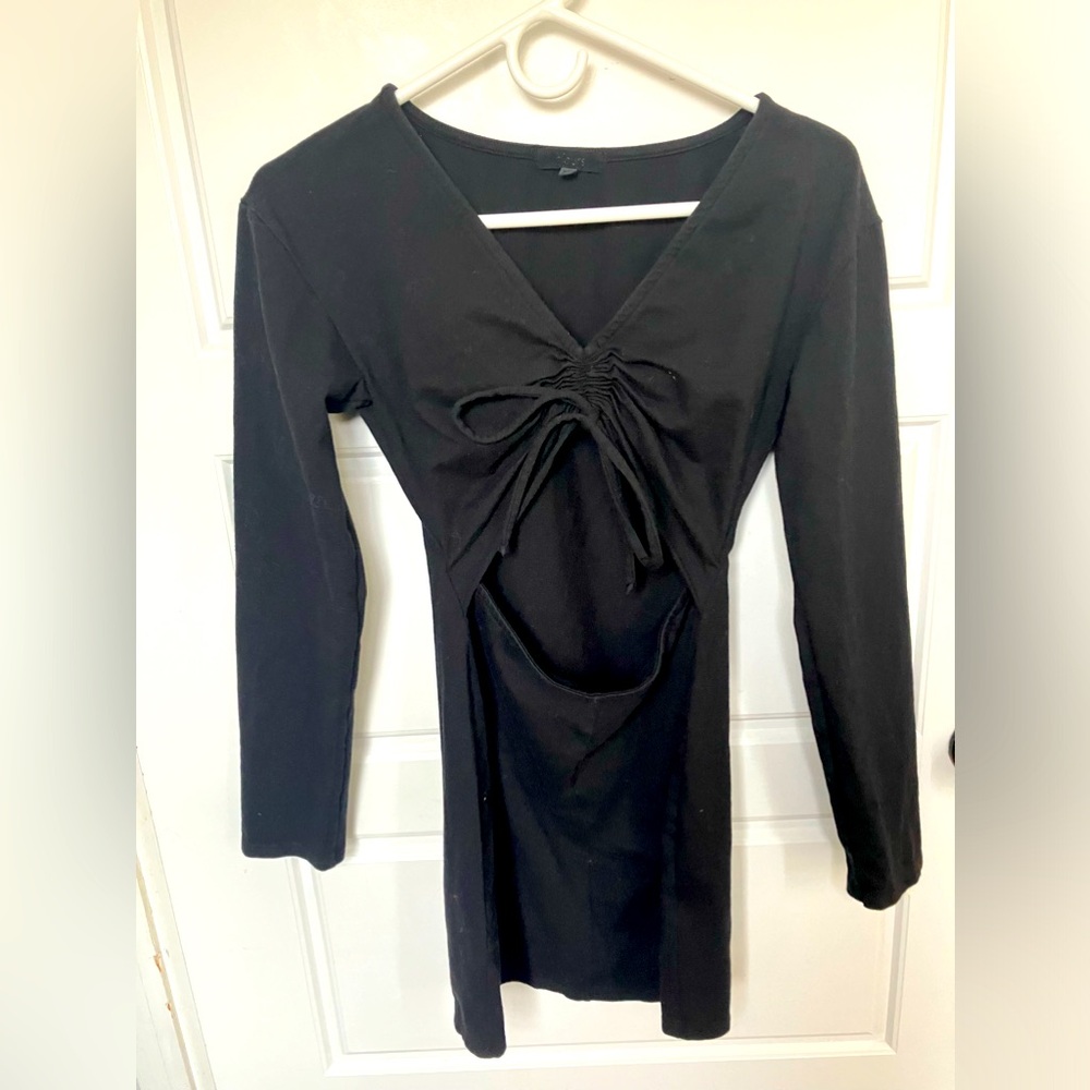 H:OURS Cut out Little Black Mini Dress